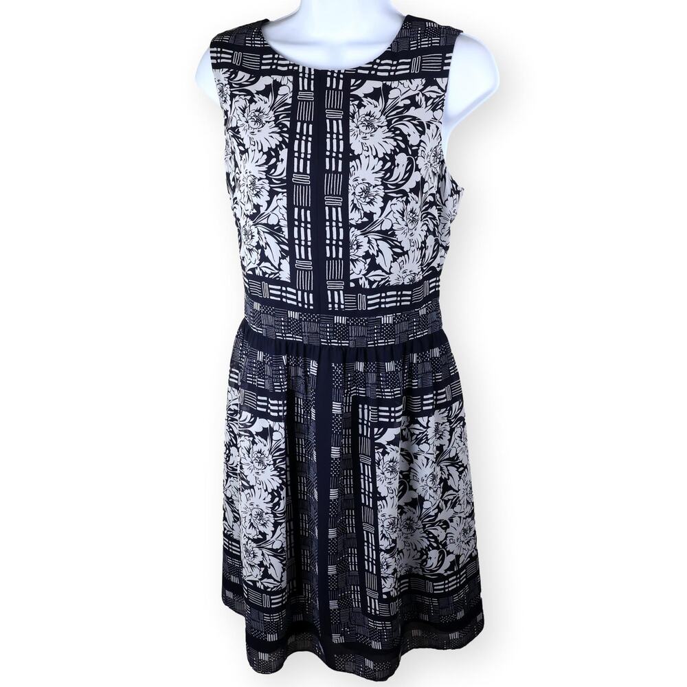 Vince Camuto Black Beige Floral Sleeveless Dress 12